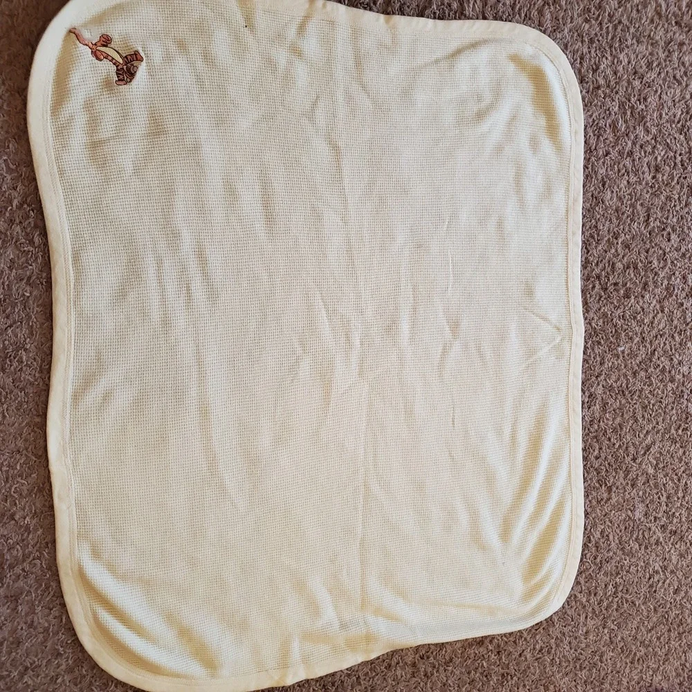 VTG Disney Tigger Yellow Thermal/Waffle Weave Baby Blanket 2003 Winnie The‎ Pooh